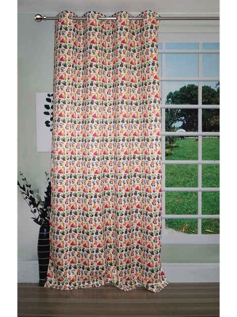 

Lushomes White & Blue Black Out Door Curtain