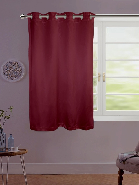 

Lushomes Burgundy Satin Window Curtain