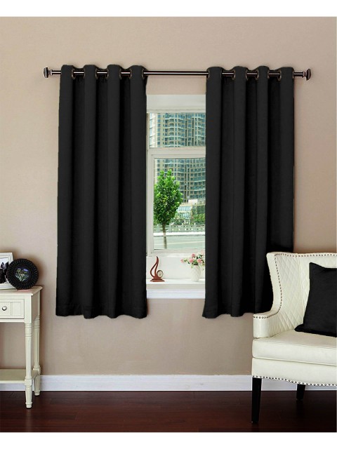 

Lushomes Black Solid Single Blackout Window Curtain