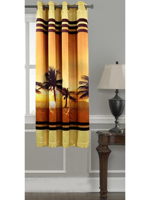 

Lushomes Brown & Yellow Digitally 3D Printed Beach Window Curtain