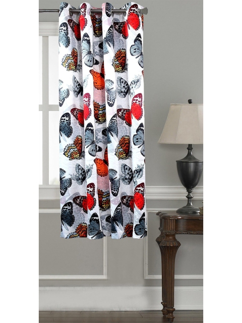 

Lushomes White & Red Window Curtain