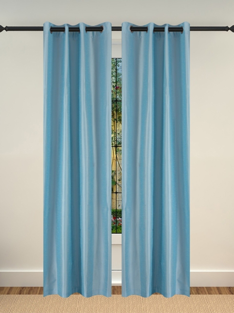 

Lushomes Turquoise Blue Solid Door Curtain with White Polyester Lining