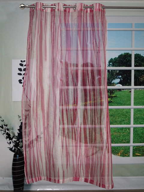 

Lushomes Magenta & White Abstract Printed Single Door Curtain