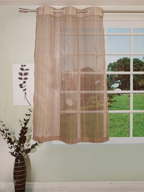 

Lushomes Brown Striped Sheer Window Curtain