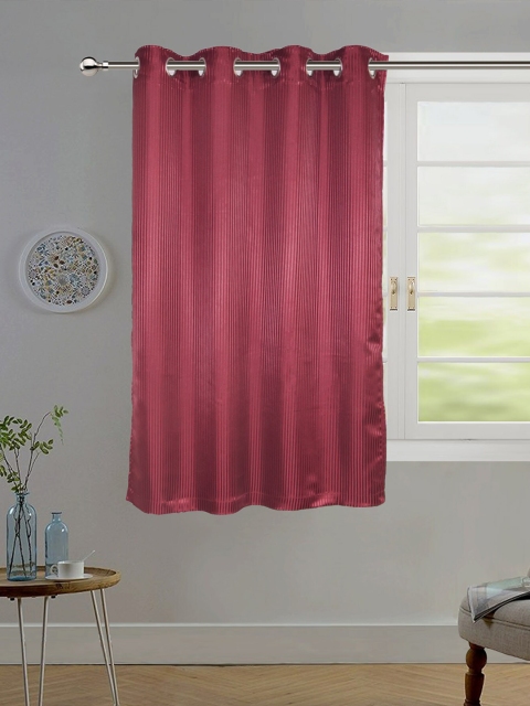 

Lushomes Burgundy Striped Black Out Window Curtain