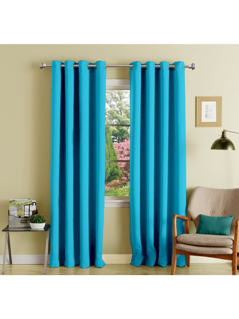 

Lushomes Blue Solid Single Blackout Long Door Curtain