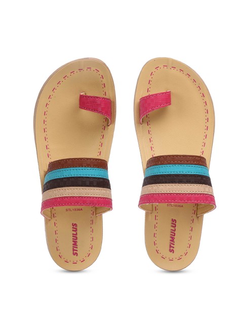 

Paragon Women Multicoloured Striped One Toe Flats, Multi
