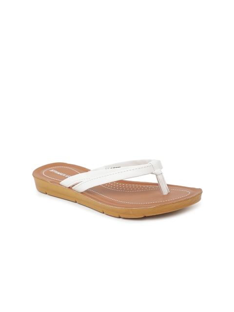 

Paragon Women White & Tan Brown Open Toe Flats