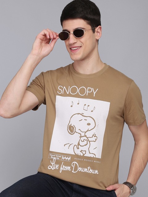 

Free Authority Men Brown Peanuts Printed T-shirt