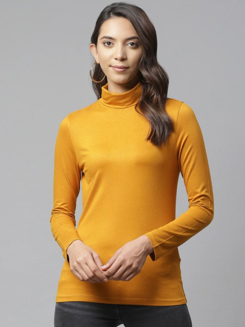 

VividArtsy Women Mustard Yellow Solid Top