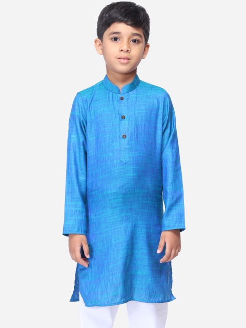 

NAMASKAR Boys Navy Blue Thread Work Kurta