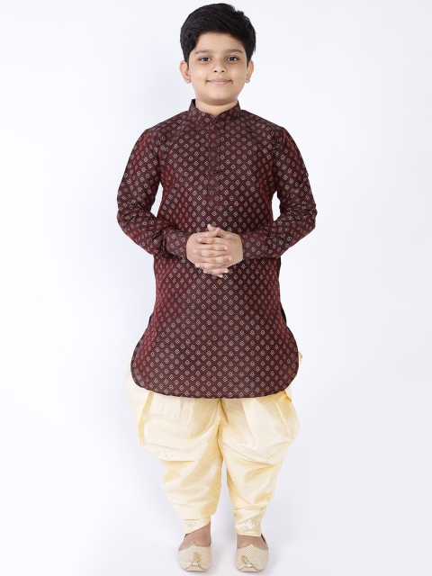 

NAMASKAR Boys Brown Geometric Woven Design Regular Kurta