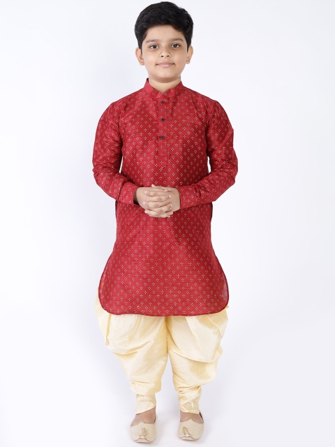 

NAMASKAR Boys Maroon Woven Design Kurta