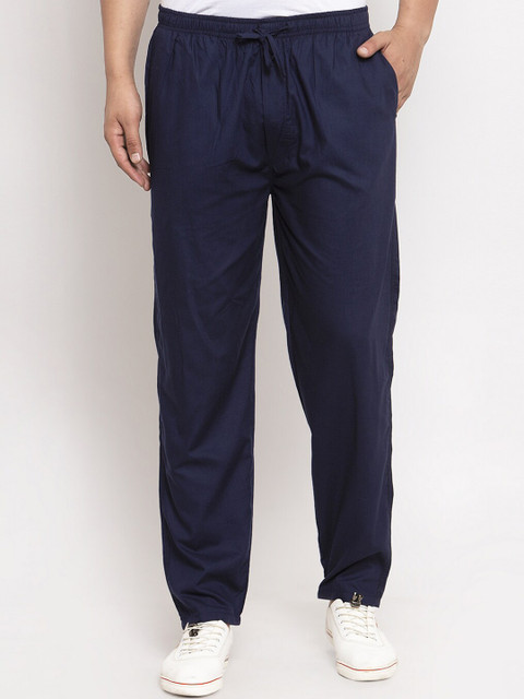 

JAINISH Men Navy Blue Solid Pure Cotton Slim-Fit Track Pants