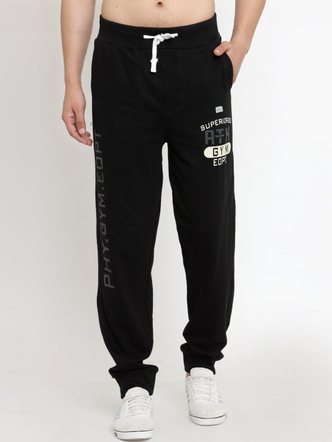 

JAINISH Men Black & White Printed Slim Fit Pure Cotton Joggers