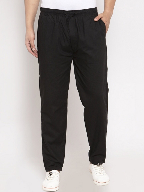 

JAINISH Men Black Solid Slim-Fit Pure Cotton Track Pants