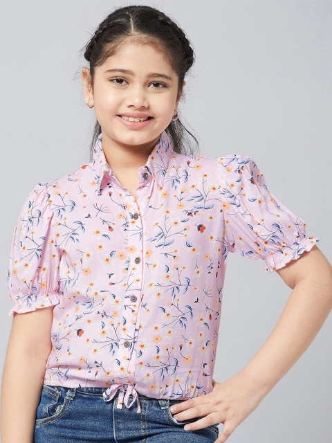 

Stylo Bug Girls Pink & Blue Floral Print Shirt Style Top