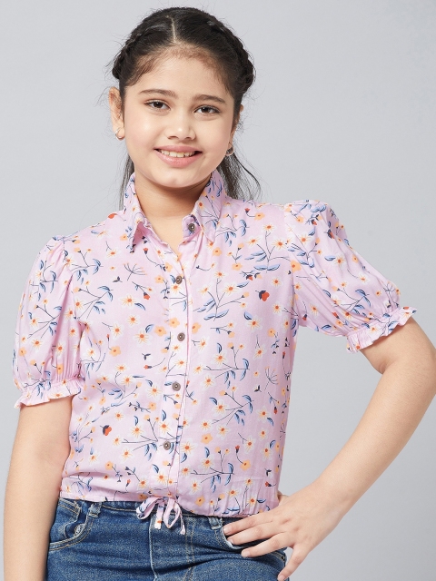 

Stylo Bug Girls Pink & Blue Floral Print Pure Cotton Shirt Style Top