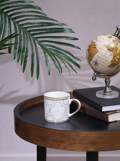 

Pure Home and Living 2 Grey & Gold-Toned Floral Printed Porcelain Matte Cups