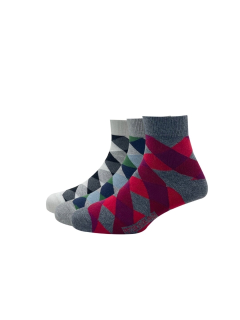 

Peter England Men Pack of 3 Patterned Ankle-Length Socks, Black