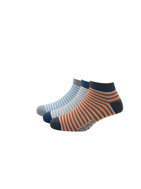 

Peter England Pack of 3 Orange & Blue Striped Ankle Length Socks