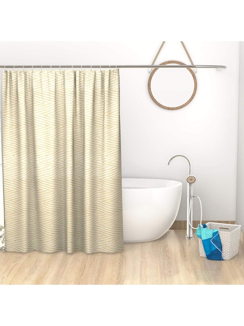 

Lushomes Cream Bathroom Shower Curtain With 12 Plastic Eyelet 12 C Rings