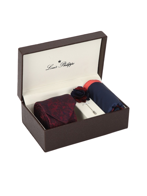 

Louis Philippe Men Maroon & Navy Blue Printed Accessory Gift Set