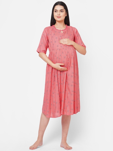 

Sweet Dreams Pink Printed Maternity Nightdress