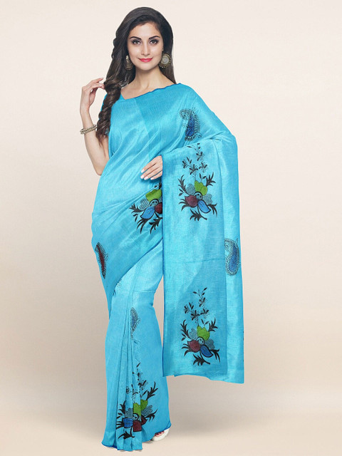 

Pothys Blue Floral Printed Pure Cotton Saree