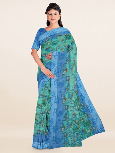 

Pothys Green & Blue Floral Printed Cotton Saree