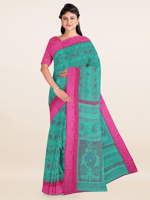 

Pothys Green & Pink Cotton Blend Saree
