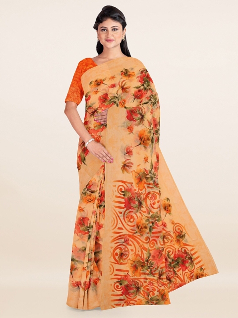 

Pothys Peach-Coloured & Red Floral Printed Saree