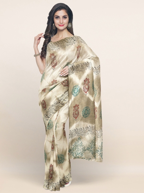 

Pothys Cream-Coloured & Red Floral Pure Cotton Saree