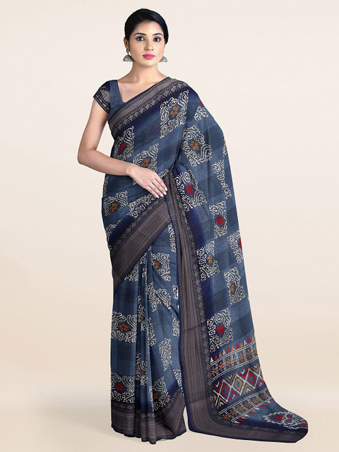 

Pothys Blue & White Ethnic Motifs Printed Saree