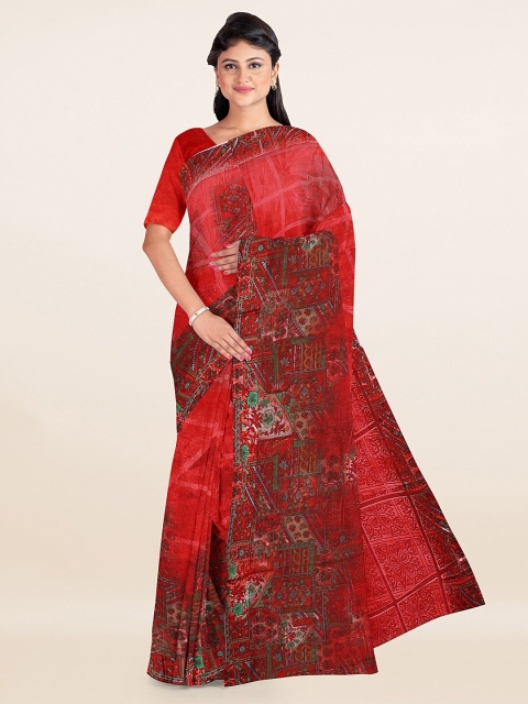 

Pothys Red & Green Floral Printed Saree