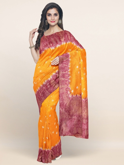 

Pothys Yellow & Purple Bandhani Pure Cotton Saree
