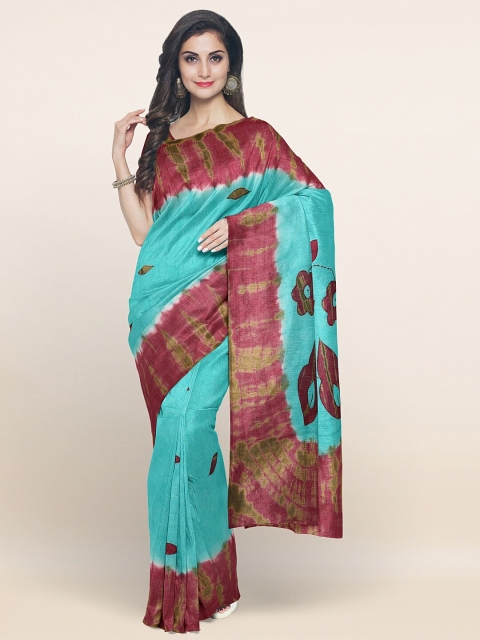 

Pothys Sea Green & Burgundy Floral Pure Cotton Saree