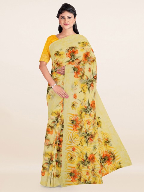 

Pothys Yellow & Green Floral Printed Saree