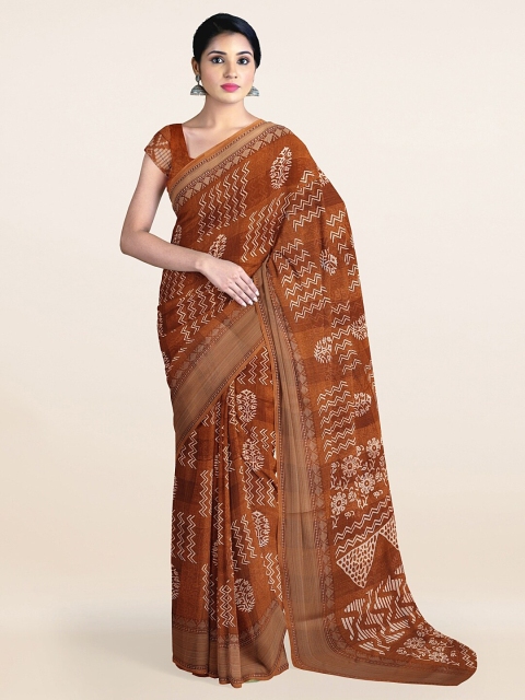 

Pothys Brown & White Ethnic Motifs Saree