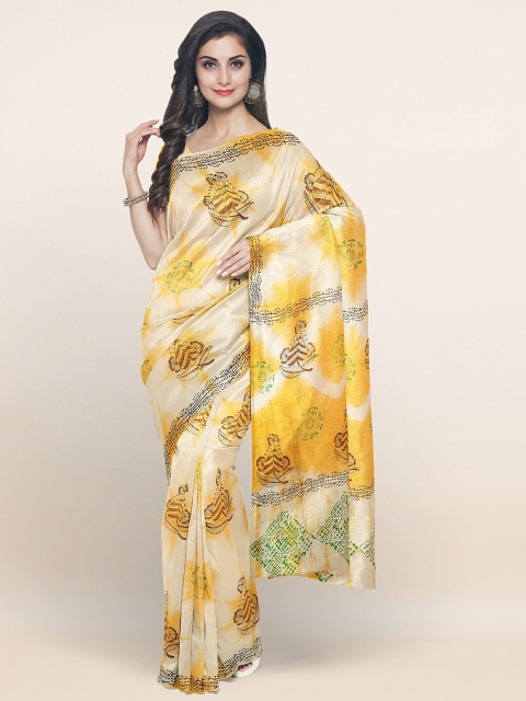 

Pothys Cream-Coloured & Black Pure Cotton Saree