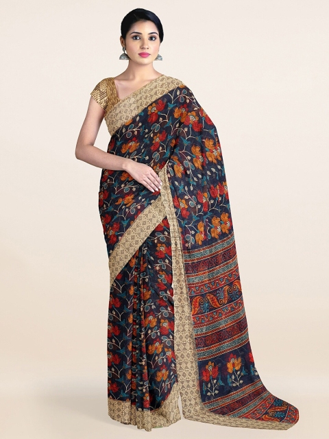 

Pothys Blue & Red Floral Saree