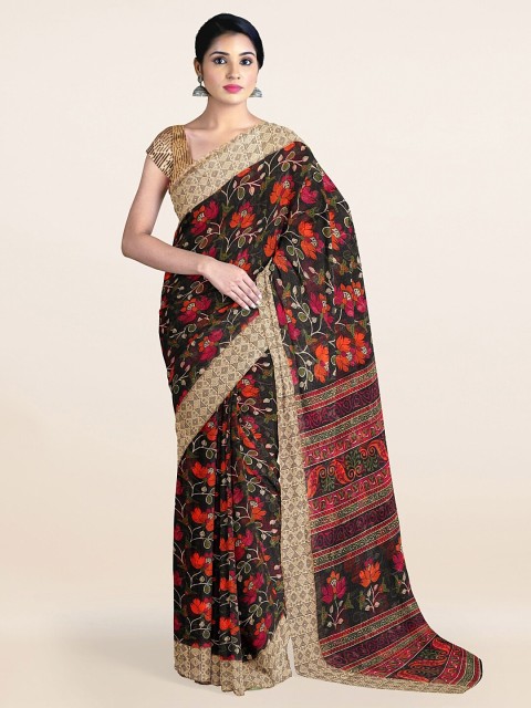 

Pothys Black & Red Floral Saree
