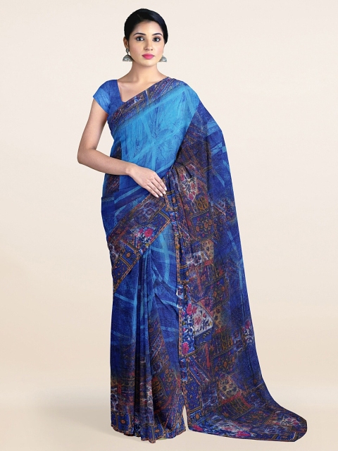 

Pothys Blue & Pink Floral Saree