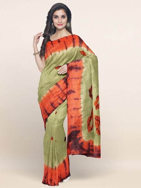 

Pothys Green & Red Tie and Dye Pure Cotton Saree