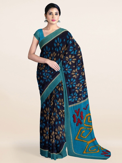 

Pothys Blue & Beige Floral Saree