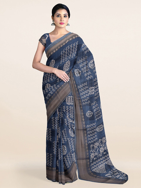 

Pothys Blue & White Ethnic Motifs Saree