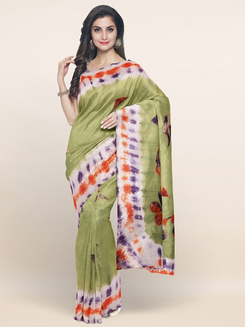 

Pothys Green & Purple Tie and Dye Pure Cotton Saree