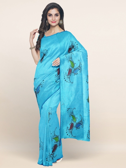 

Pothys Blue & Red Paisley Pure Cotton Saree