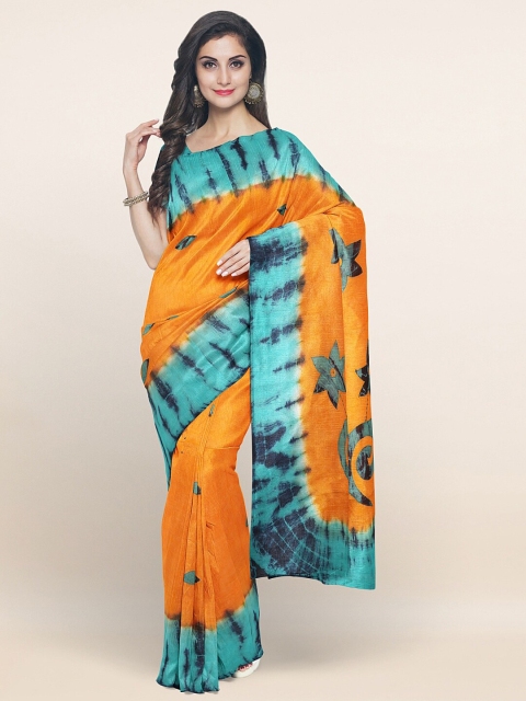 

Pothys Yellow & Blue Floral Printed Pure Cotton Saree
