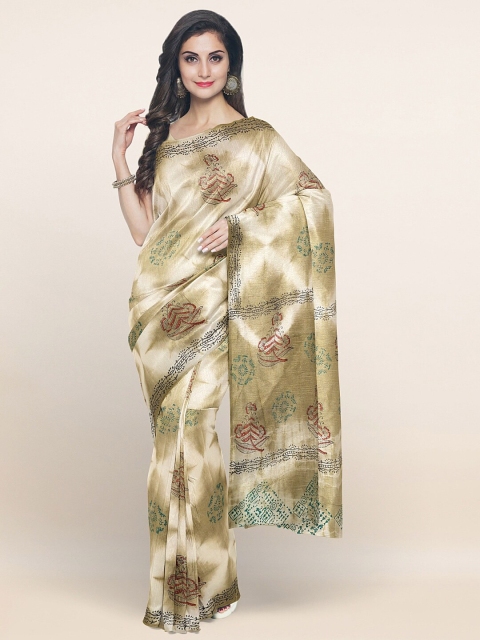 

Pothys Cream-Coloured & Red Floral Pure Cotton Saree